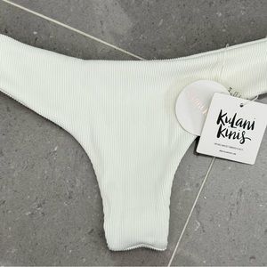 Kulani Kinis White Ribbed Bikini Bottom